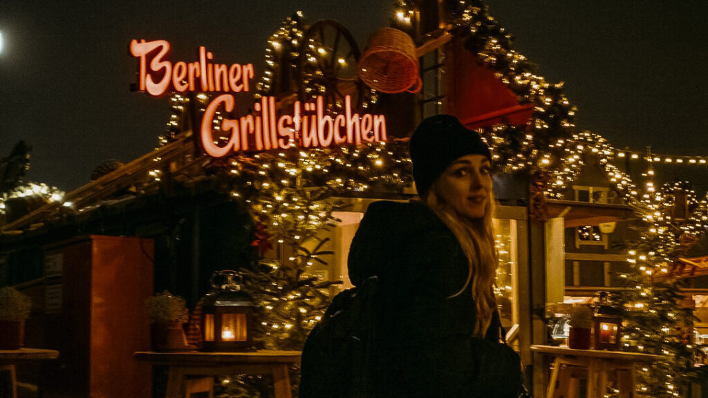 Annely at the Christmas Market at Humboldt Forum