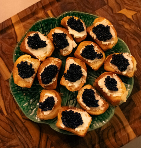 Crostini with Cream Cheese and Caviar