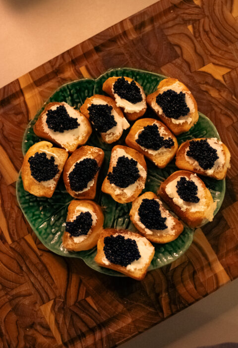 Crostini with Cream Cheese and Caviar