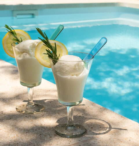 Homemade Rosemary Lemon Ice Cream made with Ice Cream Machine