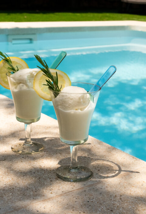 Homemade Rosemary Lemon Ice Cream made with Ice Cream Machine