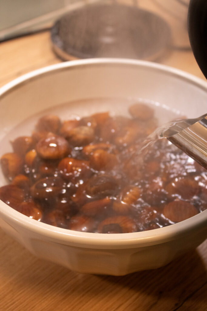 Chestnuts in boiled water